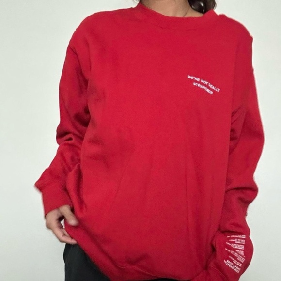 VIRAL We're Not Really Strangers Conversation Cheat Codes Crewneck Sweater (red) - Picture 3 of 4